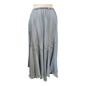 ANTHROPOLOGIE CHELSEA & THEODORE  LYOCELL CHAMBRAY MIDI SKIRT  BOHO SZ L